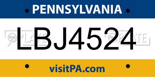 LBJ4524 Pennsylvania License Plate