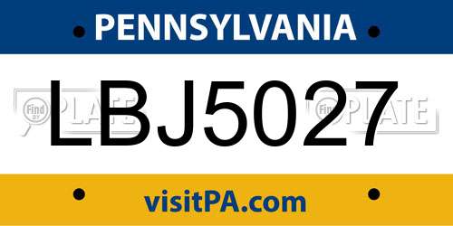 LBJ5027 Pennsylvania License Plate