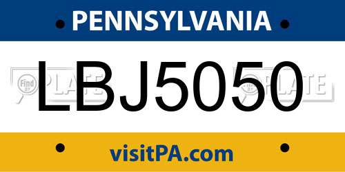 LBJ5050 Pennsylvania License Plate