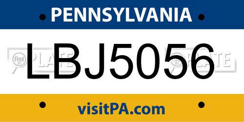LBJ5056 Pennsylvania License Plate