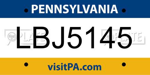 LBJ5145 Pennsylvania License Plate