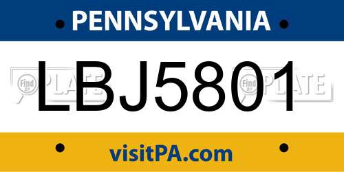 LBJ5801 Pennsylvania License Plate