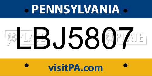 LBJ5807 Pennsylvania License Plate