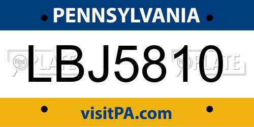 LBJ5810 Pennsylvania License Plate