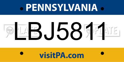 LBJ5811 Pennsylvania License Plate