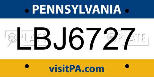 LBJ6727 Pennsylvania License Plate