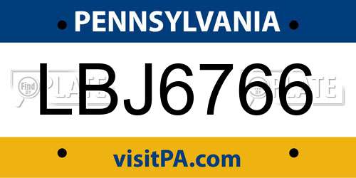 LBJ6766 Pennsylvania License Plate