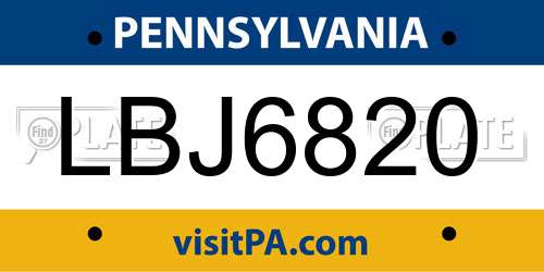LBJ6820 Pennsylvania License Plate