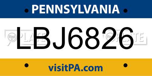 LBJ6826 Pennsylvania License Plate