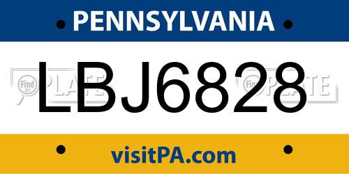 LBJ6828 Pennsylvania License Plate