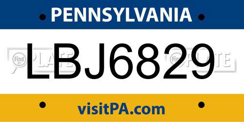 LBJ6829 Pennsylvania License Plate