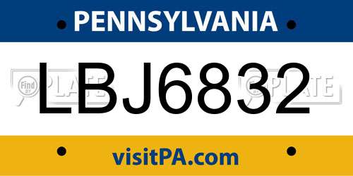LBJ6832 Pennsylvania License Plate
