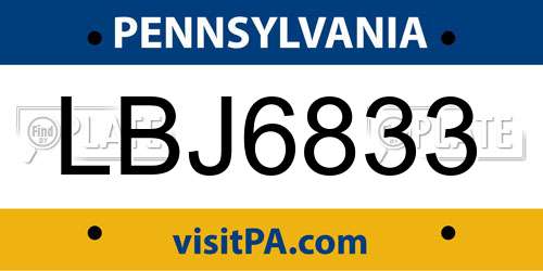 LBJ6833 Pennsylvania License Plate