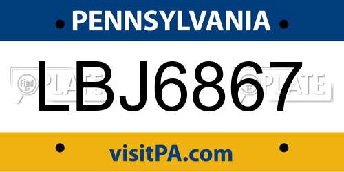 LBJ6867 Pennsylvania License Plate