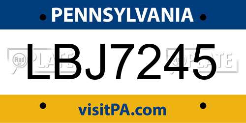 LBJ7245 Pennsylvania License Plate