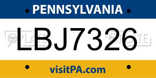 LBJ7326 Pennsylvania License Plate