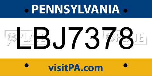 LBJ7378 Pennsylvania License Plate