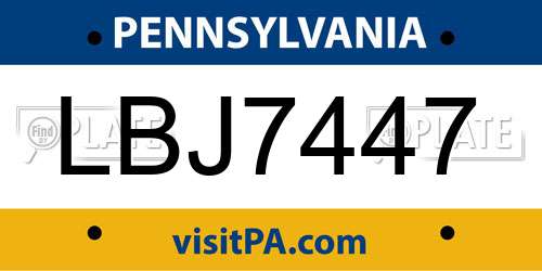 LBJ7447 Pennsylvania License Plate