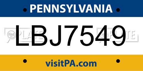 LBJ7549 Pennsylvania License Plate