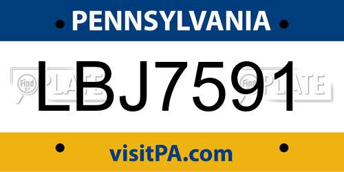 LBJ7591 Pennsylvania License Plate