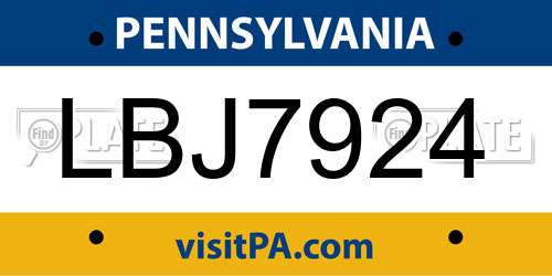 LBJ7924 Pennsylvania License Plate