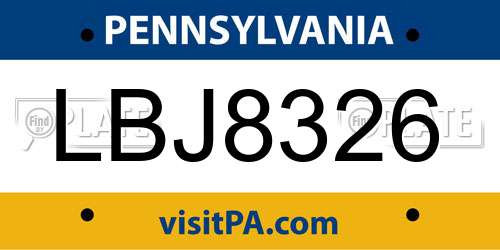 LBJ8326 Pennsylvania License Plate