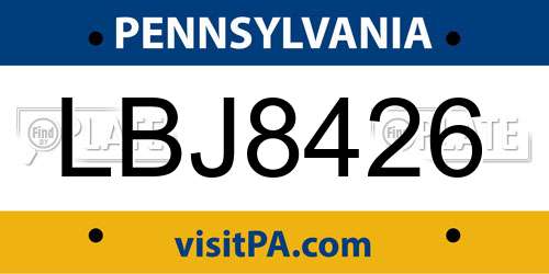 LBJ8426 Pennsylvania License Plate
