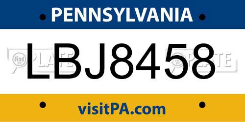 LBJ8458 Pennsylvania License Plate