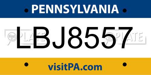 LBJ8557 Pennsylvania License Plate