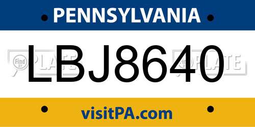 LBJ8640 Pennsylvania License Plate