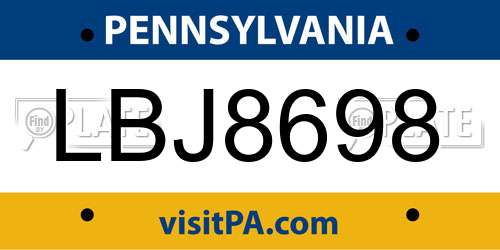 LBJ8698 Pennsylvania License Plate