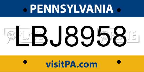 LBJ8958 Pennsylvania License Plate