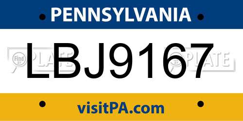 LBJ9167 Pennsylvania License Plate
