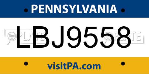 LBJ9558 Pennsylvania License Plate
