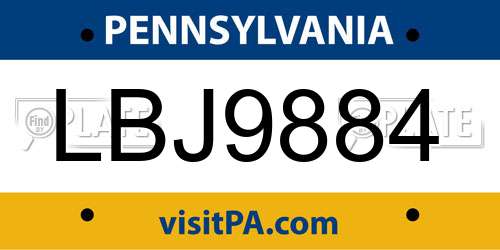 LBJ9884 Pennsylvania License Plate