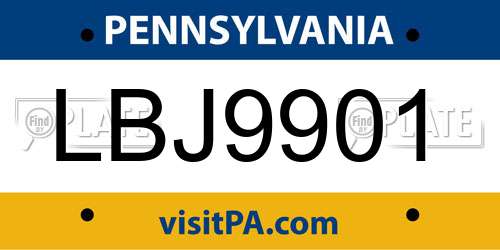LBJ9901 Pennsylvania License Plate