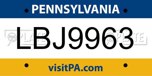 LBJ9963 Pennsylvania License Plate