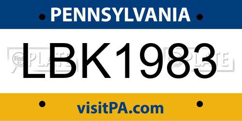 LBK1983 Pennsylvania License Plate
