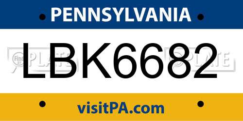 LBK6682 Pennsylvania License Plate