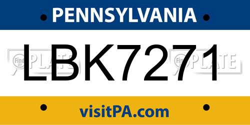 LBK7271 Pennsylvania License Plate