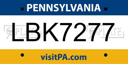 LBK7277 Pennsylvania License Plate
