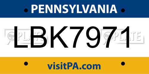 LBK7971 Pennsylvania License Plate