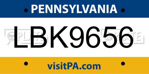 LBK9656 Pennsylvania License Plate