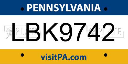 LBK9742 Pennsylvania License Plate