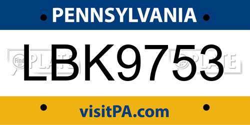 LBK9753 Pennsylvania License Plate
