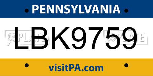 LBK9759 Pennsylvania License Plate