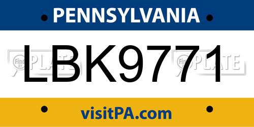 LBK9771 Pennsylvania License Plate