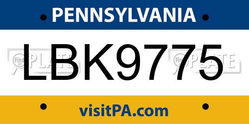 LBK9775 Pennsylvania License Plate