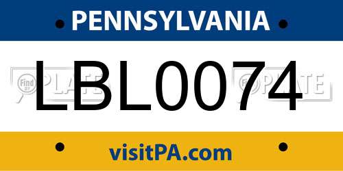 LBL0074 Pennsylvania License Plate