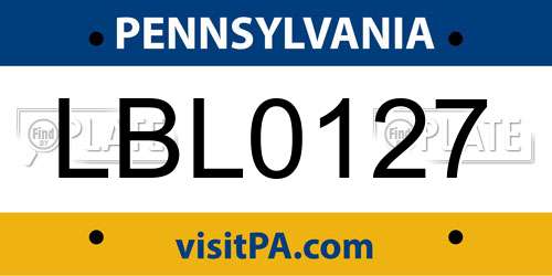 LBL0127 Pennsylvania License Plate